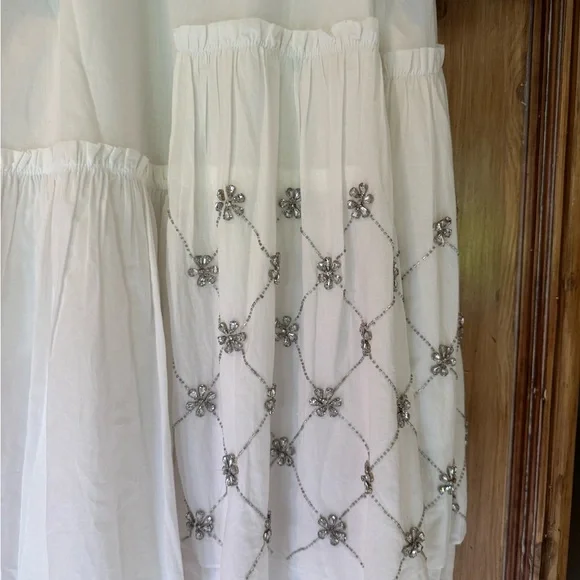 New RHODE Elsa Embellished Cotton Wrap Minidress size S - Picture 7 of 16